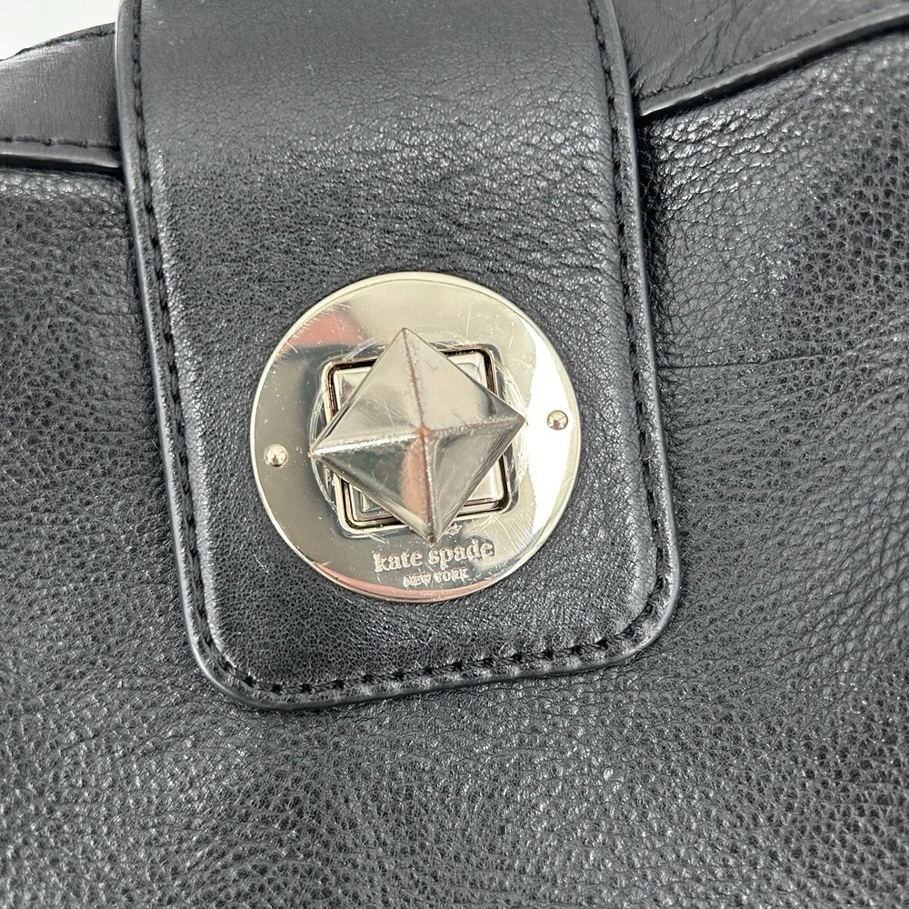 Kate Spade Chrystie Street‎ Isla Black Leather Turnlock Shoulder Handbag Purse